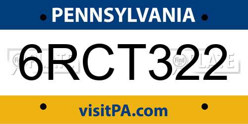 6RCT322 Pennsylvania License Plate