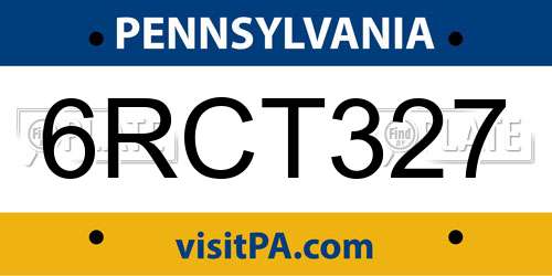 6RCT327 Pennsylvania License Plate