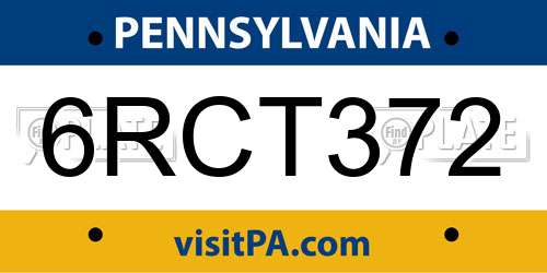 6RCT372 Pennsylvania License Plate