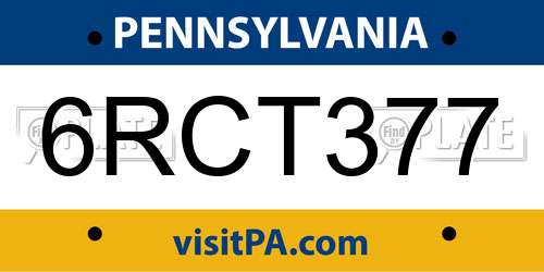 6RCT377 Pennsylvania License Plate