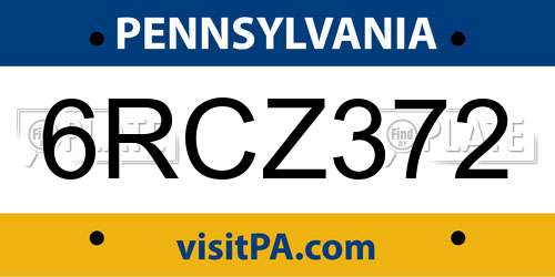 6RCZ372 Pennsylvania License Plate