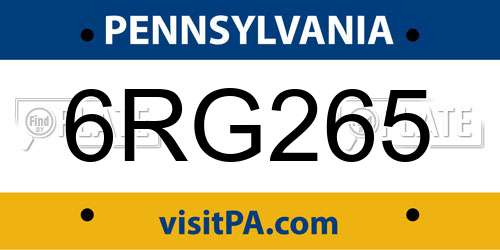 6RG265 Pennsylvania License Plate