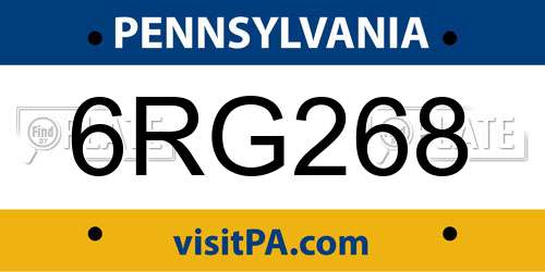 6RG268 Pennsylvania License Plate