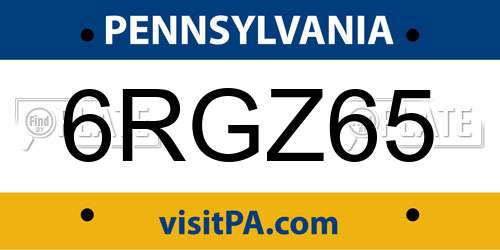 6RGZ65 Pennsylvania License Plate