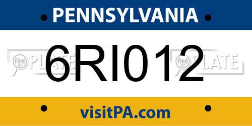 6RI012 Pennsylvania License Plate