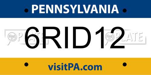 6RID12 Pennsylvania License Plate