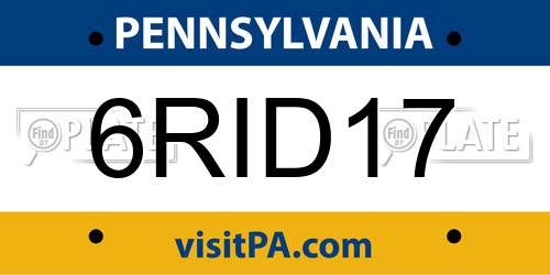 6RID17 Pennsylvania License Plate