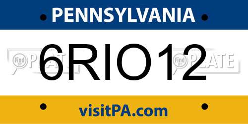 6RIO12 Pennsylvania License Plate