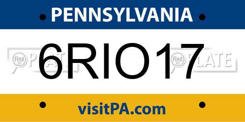 6RIO17 Pennsylvania License Plate