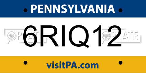 6RIQ12 Pennsylvania License Plate