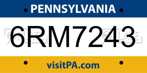 6RM7243 Pennsylvania License Plate