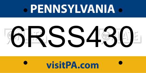 6RSS430 Pennsylvania License Plate