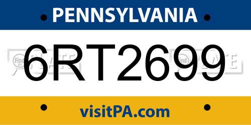 6RT2699 Pennsylvania License Plate