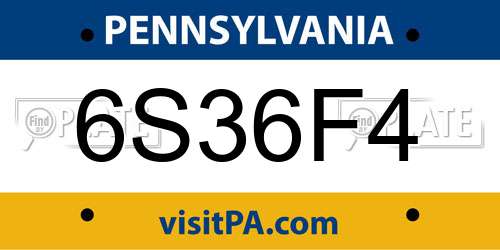 6S36F4 Pennsylvania License Plate