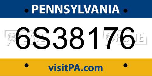 6S38176 Pennsylvania License Plate