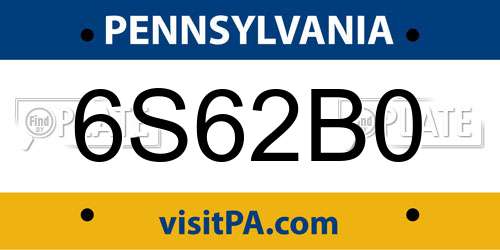 6S62B0 Pennsylvania License Plate