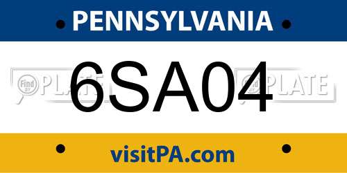 6SA04 Pennsylvania License Plate