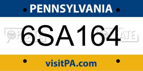 6SA164 Pennsylvania License Plate