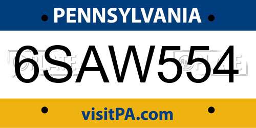 6SAW554 Pennsylvania License Plate