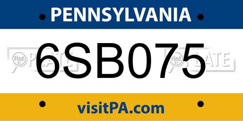 6SB075 Pennsylvania License Plate