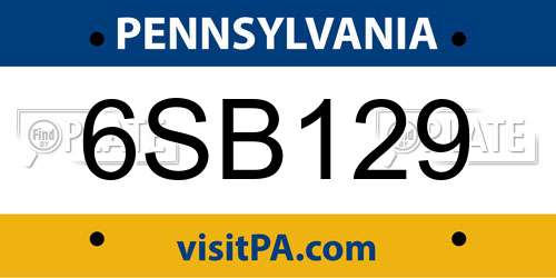 6SB129 Pennsylvania License Plate