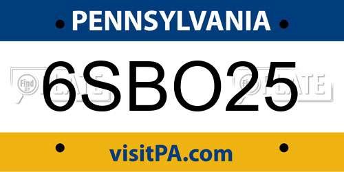 6SBO25 Pennsylvania License Plate