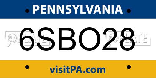 6SBO28 Pennsylvania License Plate