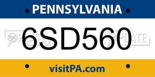 6SD560 Pennsylvania License Plate
