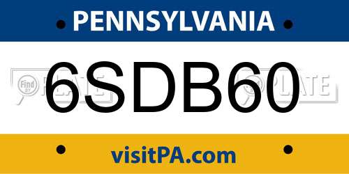 6SDB60 Pennsylvania License Plate