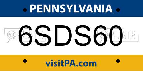 6SDS60 Pennsylvania License Plate