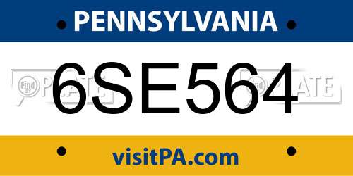 6SE564 Pennsylvania License Plate