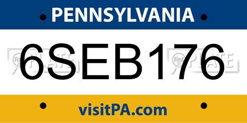 6SEB176 Pennsylvania License Plate