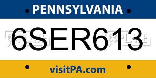 6SER613 Pennsylvania License Plate