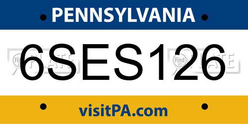 6SES126 Pennsylvania License Plate
