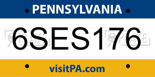 6SES176 Pennsylvania License Plate