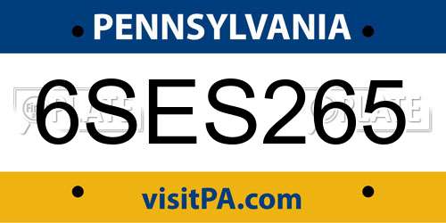 6SES265 Pennsylvania License Plate