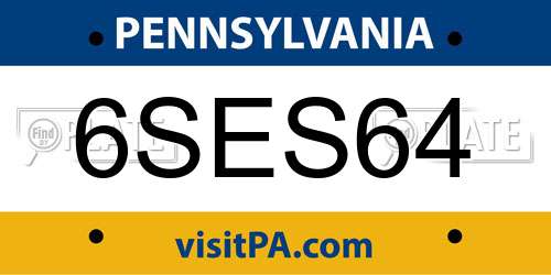 6SES64 Pennsylvania License Plate
