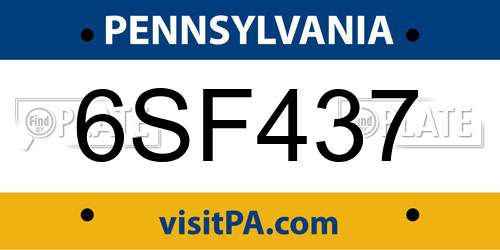 6SF437 Pennsylvania License Plate