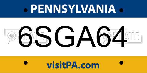 6SGA64 Pennsylvania License Plate