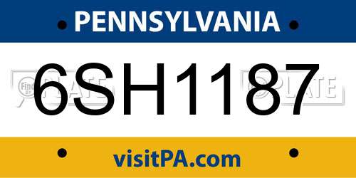 6SH1187 Pennsylvania License Plate
