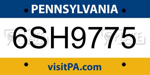 6SH9775 Pennsylvania License Plate