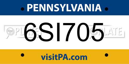6SI705 Pennsylvania License Plate