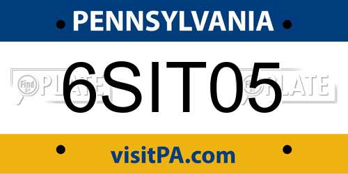 6SIT05 Pennsylvania License Plate