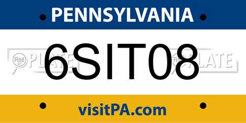 6SIT08 Pennsylvania License Plate