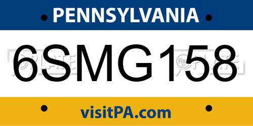 6SMG158 Pennsylvania License Plate