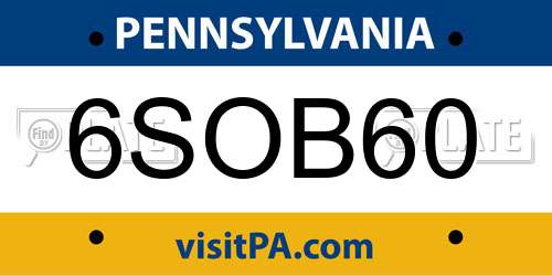 6SOB60 Pennsylvania License Plate