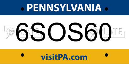 6SOS60 Pennsylvania License Plate