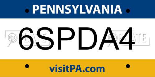 6SPDA4 Pennsylvania License Plate