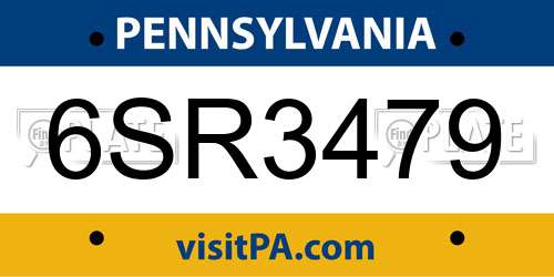 6SR3479 Pennsylvania License Plate