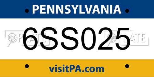 6SS025 Pennsylvania License Plate